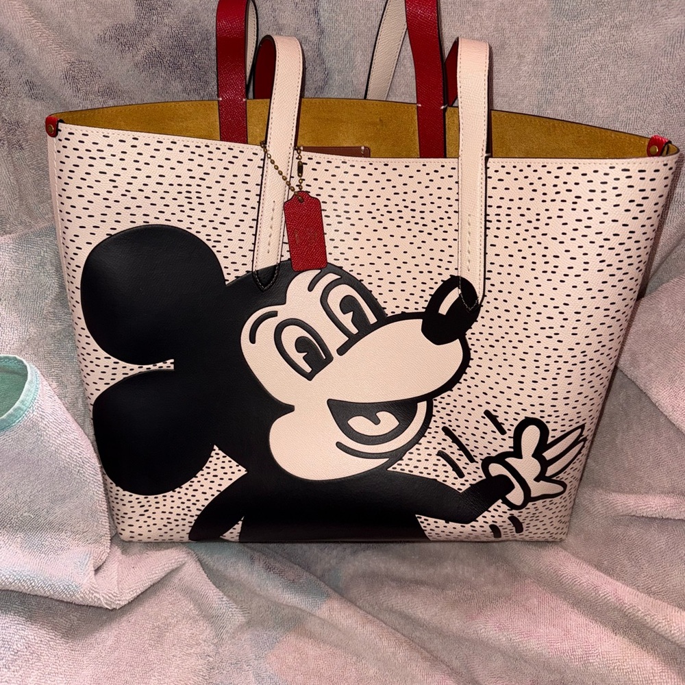 Coach Mickey Mouse Tote Bag - Black, Red, and Cream